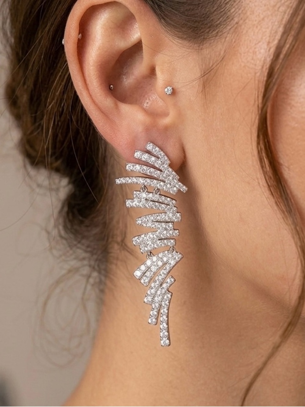 Chandelier Earrings White Gold Plated Made W Swarovski Crystal